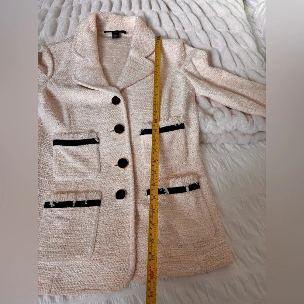St. John Cream Textured Blazer with Black Accents - Picture 11 of 12